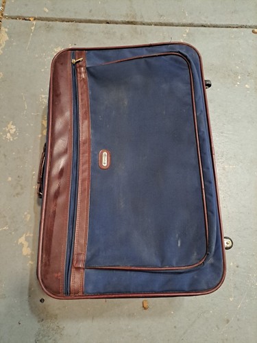 Vintage Samsonite Garment Bag Travel Luggage Suit Case Blue/Brown 26x17x9" - Picture 2 of 12
