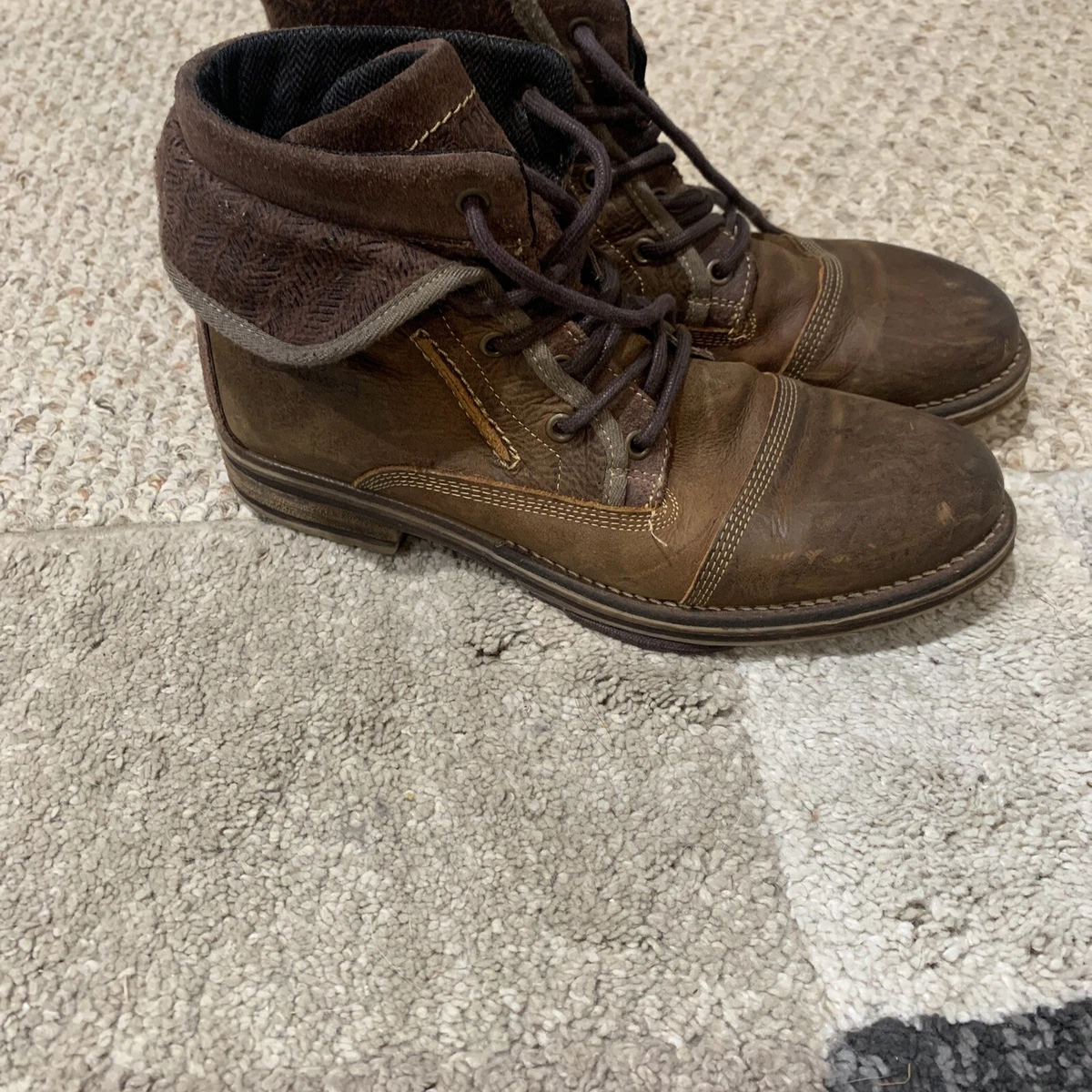 BULL BOXER Mens Gelos Leather Boot US 8 ankle Lace Up Hiking Brown