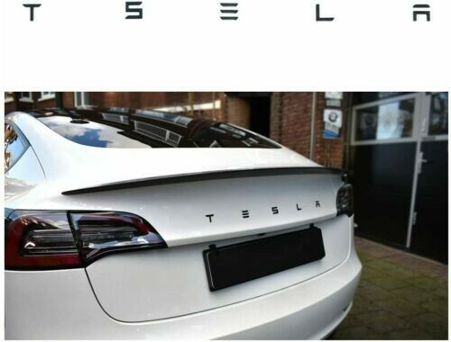 Tesla Model 3 & Y MATTE BLACK "TESLA" Letters Emblem Badge for Rear Trunk NEW - Picture 3 of 3