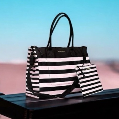 Duffel BAG VICTORIAS SECRET Tote Strips Canvas Shopper Travel Bag Shoulder Bag