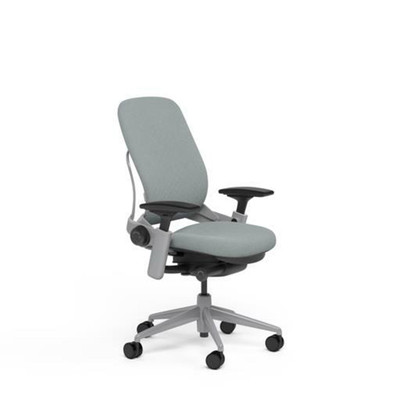 Large Steelcase Leap PLUS Adjustable Chair V2 Buzz2 Alpine Fabric 500lb Platinum
