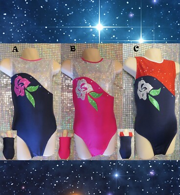 Mädchen Gymnastik Trikots rosa funkelnd marineblau rot ärmellos Wasserhahn Tanz Made in UK