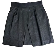 Anthropologie Sine Skirt Charcoal Gray Size 8 Pleated Front Pockets Career EUC