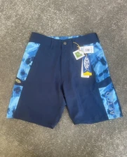 NWT! AFTCO Men’s Redemption Board Short Size 30 Navy Blue/Camo