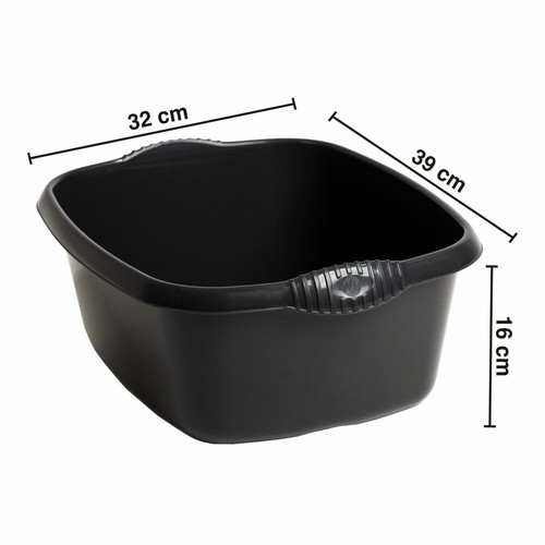 18 x Plastic 39cm Rectangular Washing Bowl 12L Home Kitchen Basin Sink Dark Grey - Picture 2 of 13