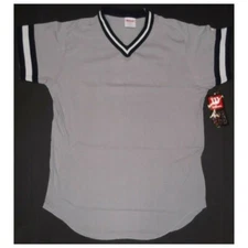 Wilson A4595 Grey V-Neck Throwback Jersey Adult(UNWN)