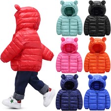 Toddler Kids Boys Girls Warmer Clothes Hooded Down Jacket Coat Outerwear Winter