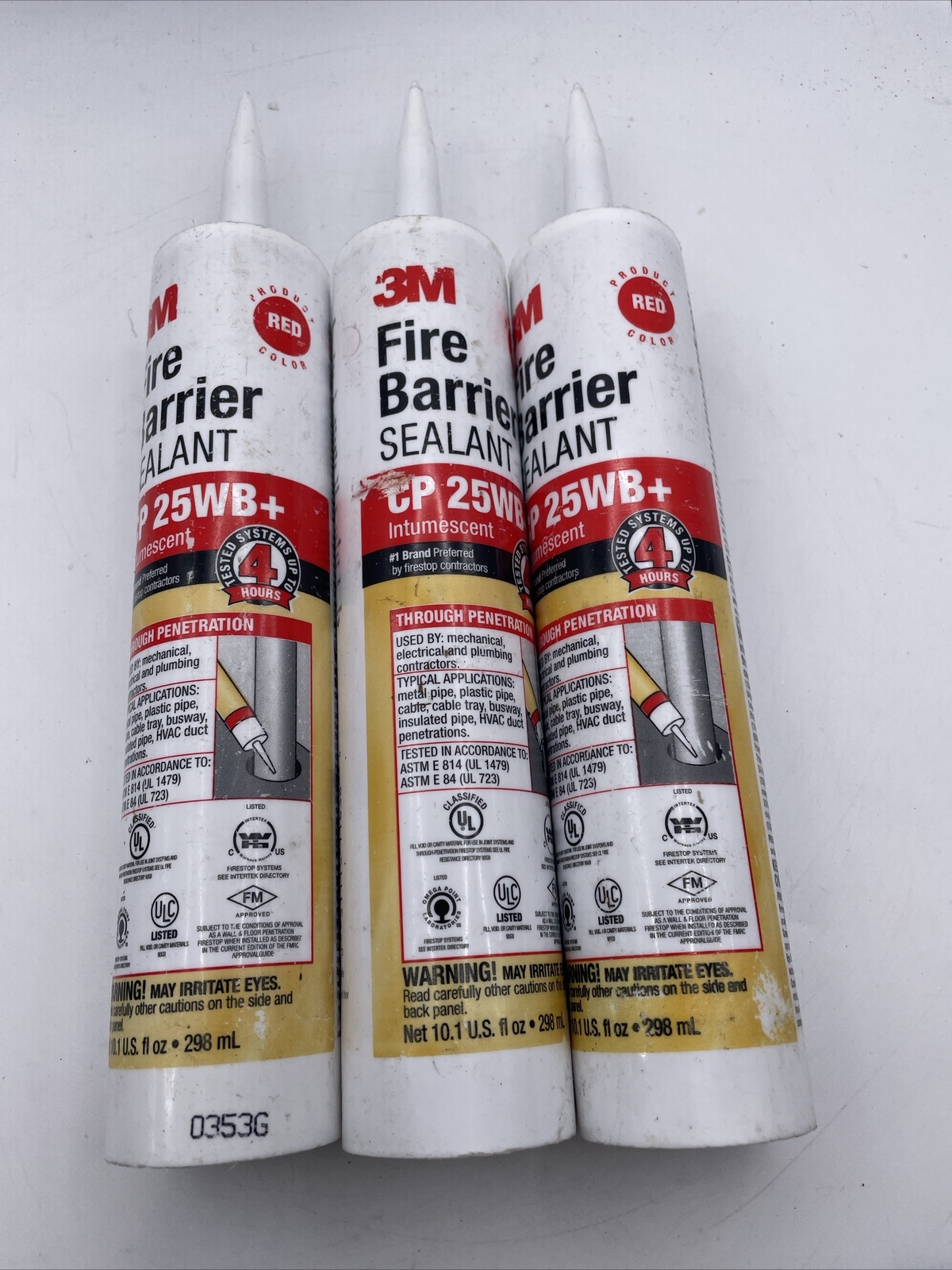 3M CP 25WB+ Fire Barrier Caulk 10.1oz Lot Of 3 10.1 Ounce Tubes