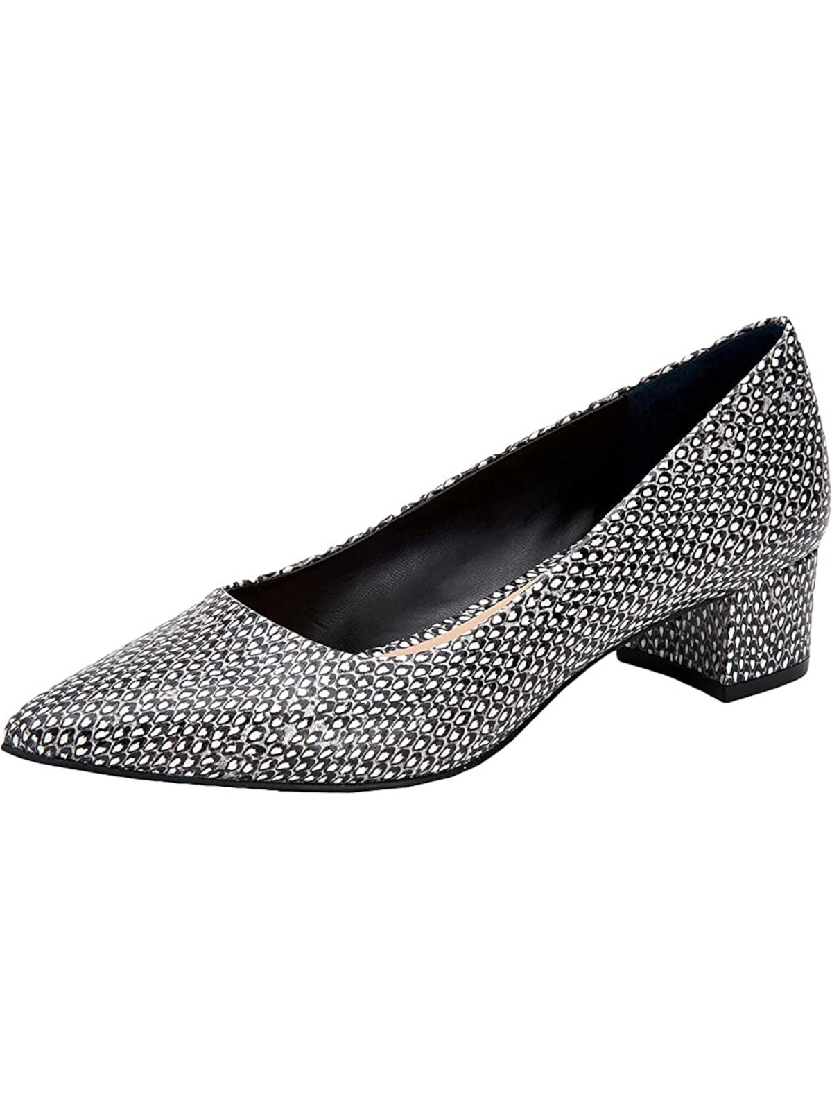 Женские туфли-лодочки ALFANI с острым носком на блочном каблуке без шнуровки, черного цвета, из кожи змеи, 5,5 М
