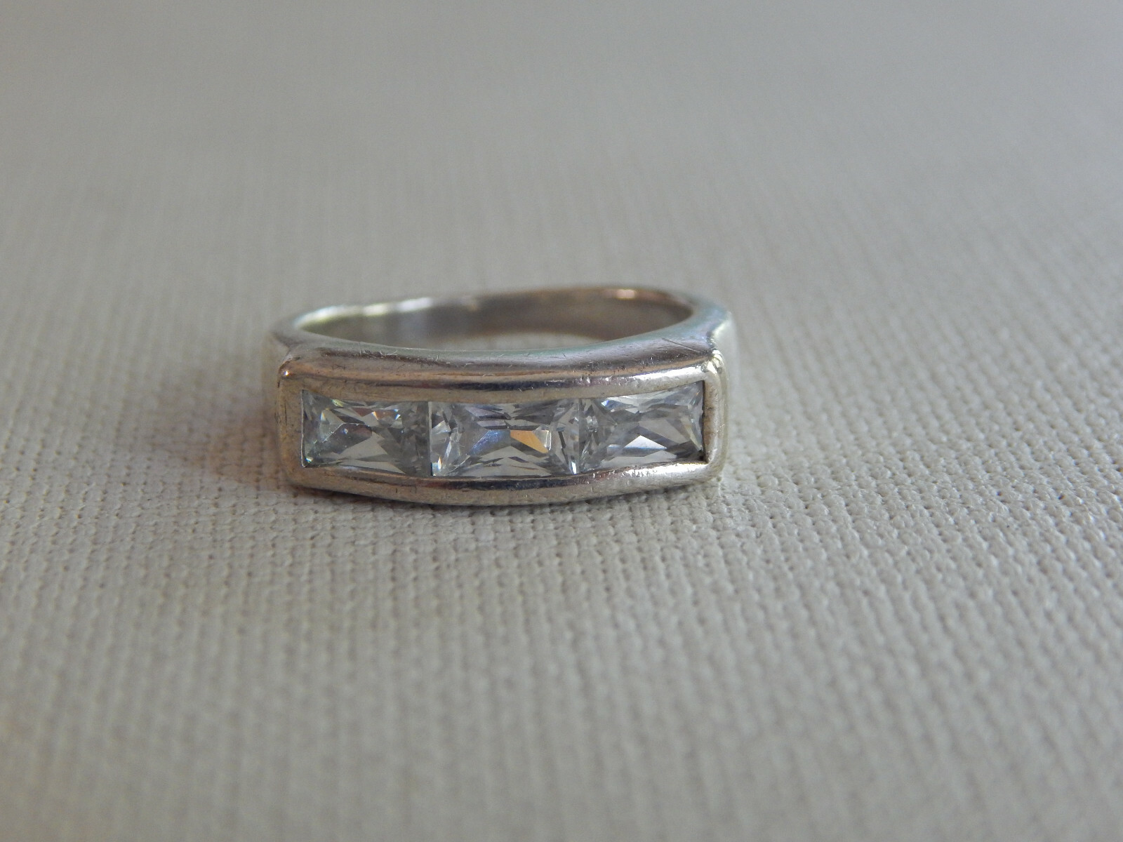 Sterling Silver Rectangle Squared Clear Stone Rin… - image 5