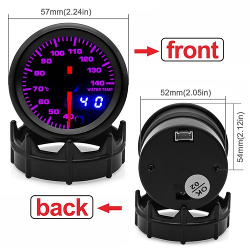 52mm Celsius Digital & Pointer 7 Color LED Car Water Temp Temperature Gauge - Picture 2 of 18