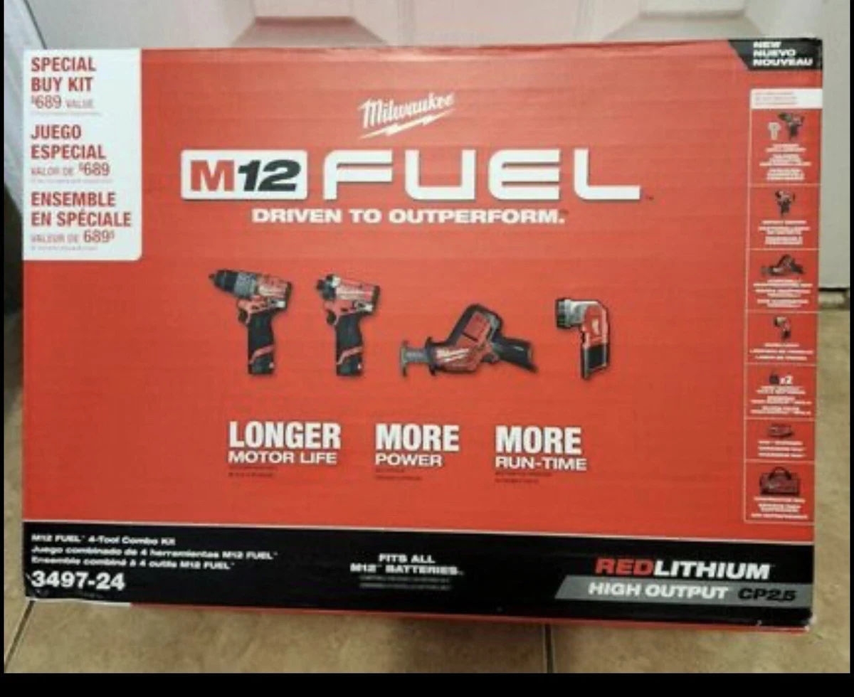 Milwaukee 3497 24 M12 FUEL 12V 4 Tool Combo Kit Red 45242810260