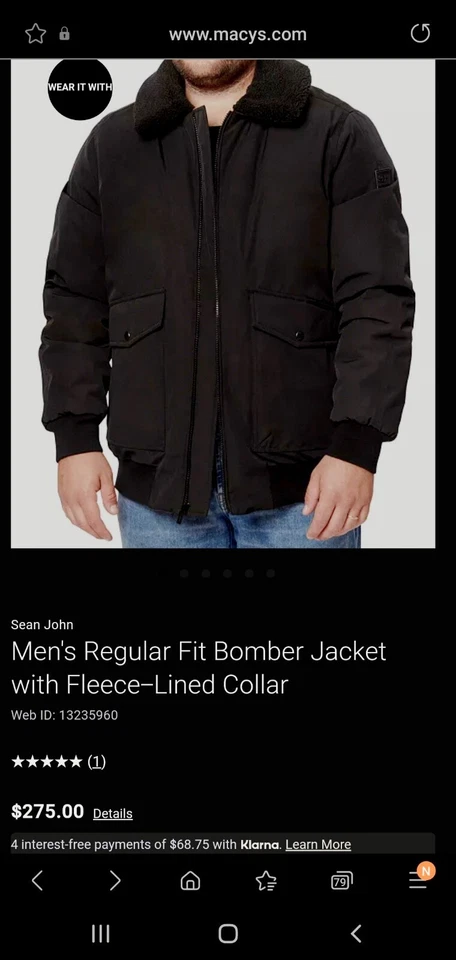 SEAN JOHN ® - 3XL BIG - Men's BOMBER Jacket Coat - Black - ONLY 2 Left, HURRY! ❤ - Image 4 of 4