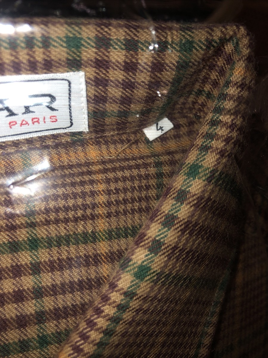 Chemise Vintage Ear Paris - Made In France, Marron à Carreaux, Taille 4