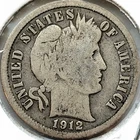 1912-P Barber Dime 10c Good G+ * Original Surfaces * 1912P