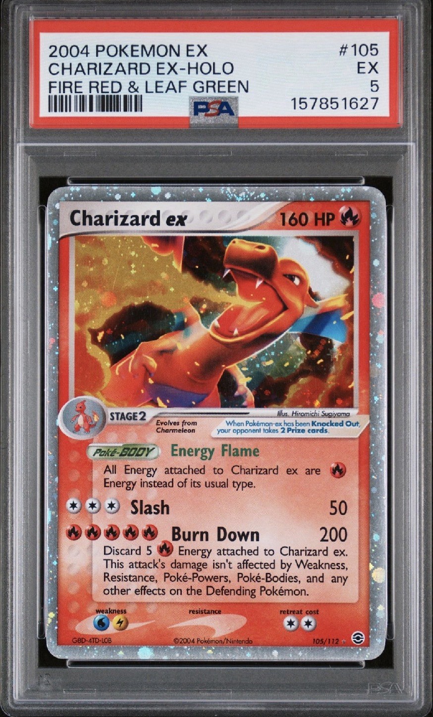2004 POKEMON EX FIRE RED & LEAF GREEN CHARIZARD EX-HOLO #105 PSA 5