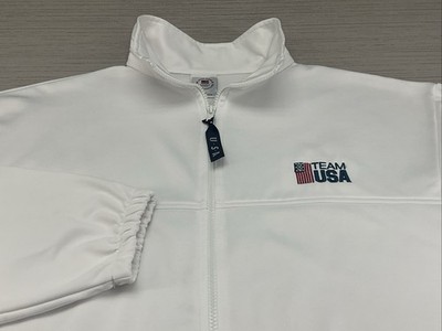 United States Olympic Committee Jacket USA Coat White Athlete Full Zip Men XL