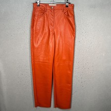 Wilfred The Melina High-Waisted Faux Leather Pants Orange Womens Size 2