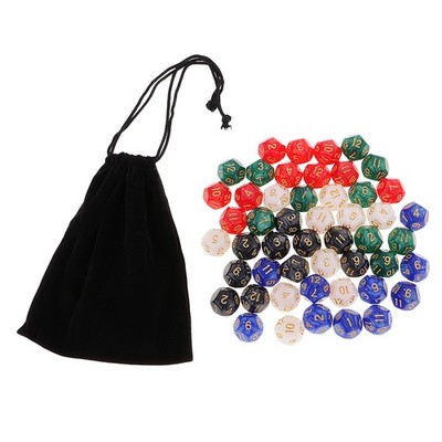 50pcs/Pack Sided Acrylic RPG MTG D12 Cubes for Roleplaying Games