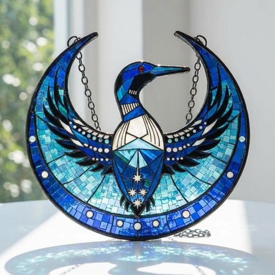 Minnesota Loon Acrylic Suncatcher, Blue Bird Window Hanging, Minnesota Rebel All