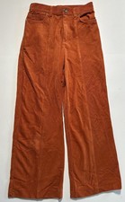 Acler Australia Wide Leg High Waist Orange Corduroy Trousers Sz 2 26.25 X 31