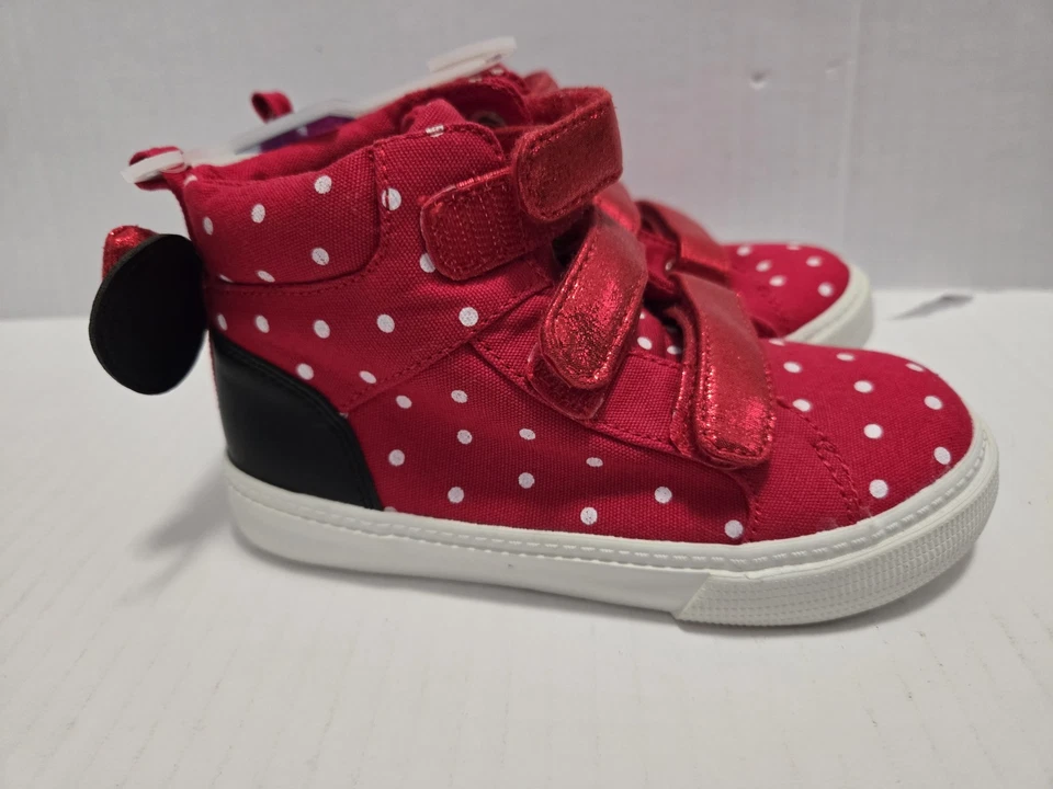 Zapato de tenis Baby Gap Disney's Minnie Mouse niños talla 10 rojo con lunares blancos Foto 3 de 4