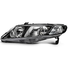 Headlight Assembly Pair For 2006-2011 Honda Civic 4Dr Sedan Black Clear No Bulbs
