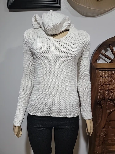Felpa con cappuccio T Alexander Wang bianca uncinetto cotone XS pullover maglione #C