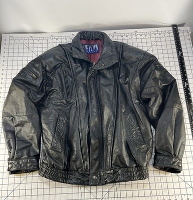 VTG 90s Beyond Leather 80s Aviator Bomber Flight Jacket XL Retro