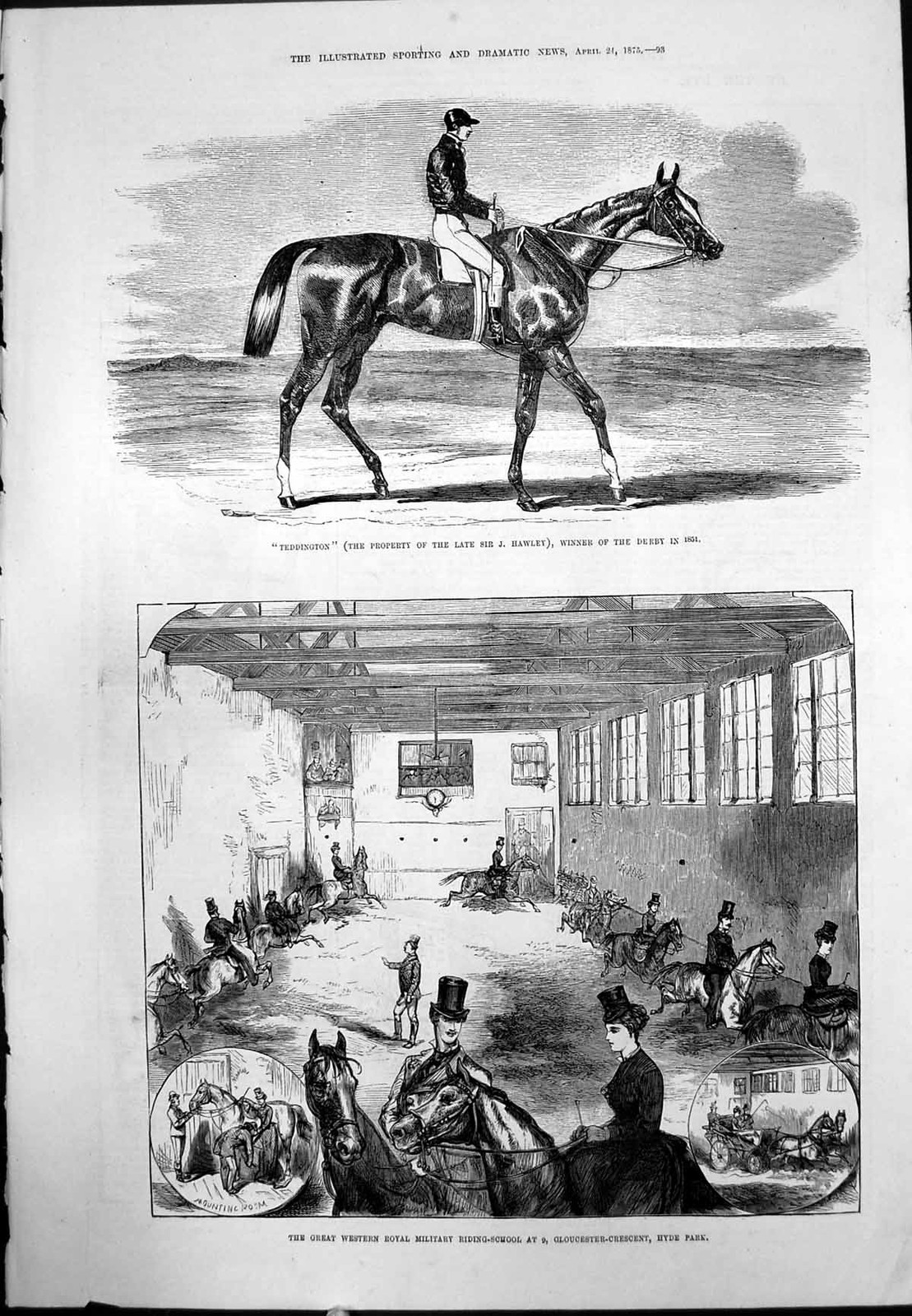Old Teddington Derby Great Western Royal Military Riding School 1875 Victorian