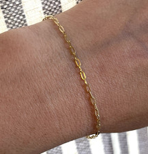 10K Yellow Gold Paperclip Chain Bracelet 7in