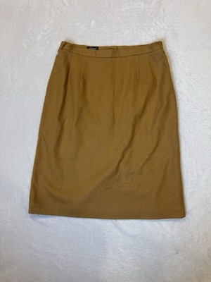 Vgr 100% Wool Skirt Tan Women s Size 16 Vintage Slit