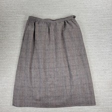 Vintage Evan Picone Wool Blend Plaid Midi Skirt Size 12 Brown USA Made Lined 28  