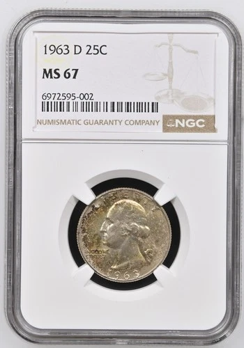 1963 D Washington Quarter NGC MS67 POP 51/12 RARE