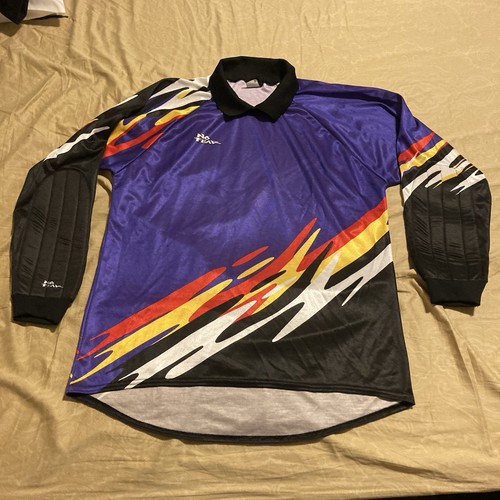 VINTAGE 90s No Fear Motocross Jersey Size LARGE Purple Long Sleeve Padded Elbows