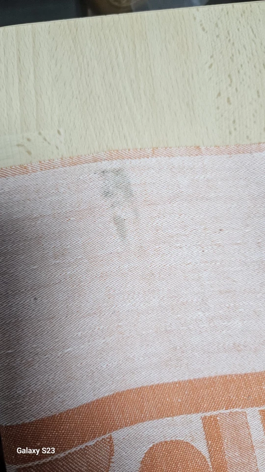 Ensemble vintage nappe + 12 serviettes années 70 orange géométrique... - Photo 4/4