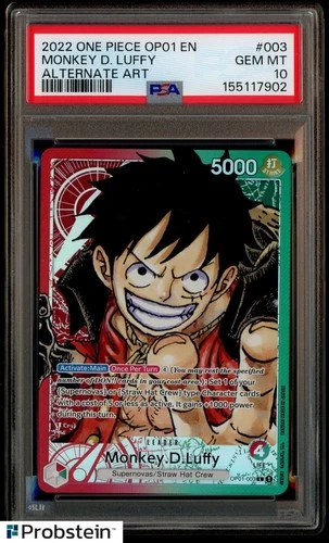 2022 One Piece OP-01 Alternate Art Wave 1 #003 Monkey D. Luffy Pre-Errata PSA 10