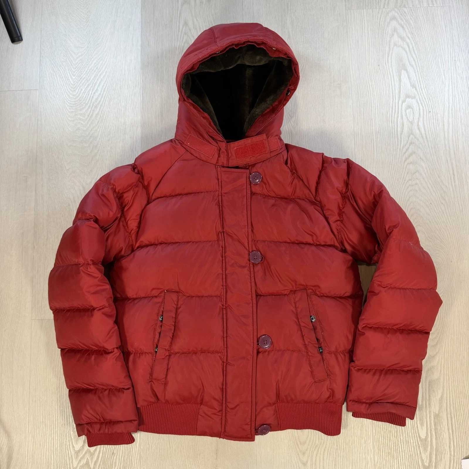 Vintage Polo Jeans Ralph Lauren Down Jacket Wo/Men’s S Bomber Hooded Red