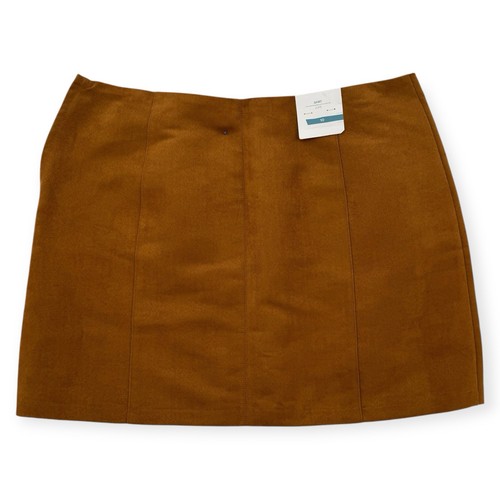 Old Navy Damen-Wildlederimitatrock 10 braun Mini gefüttert Tasche Reißverschluss Freizeit kurz neu mit Etikett - Bild 2 von 7