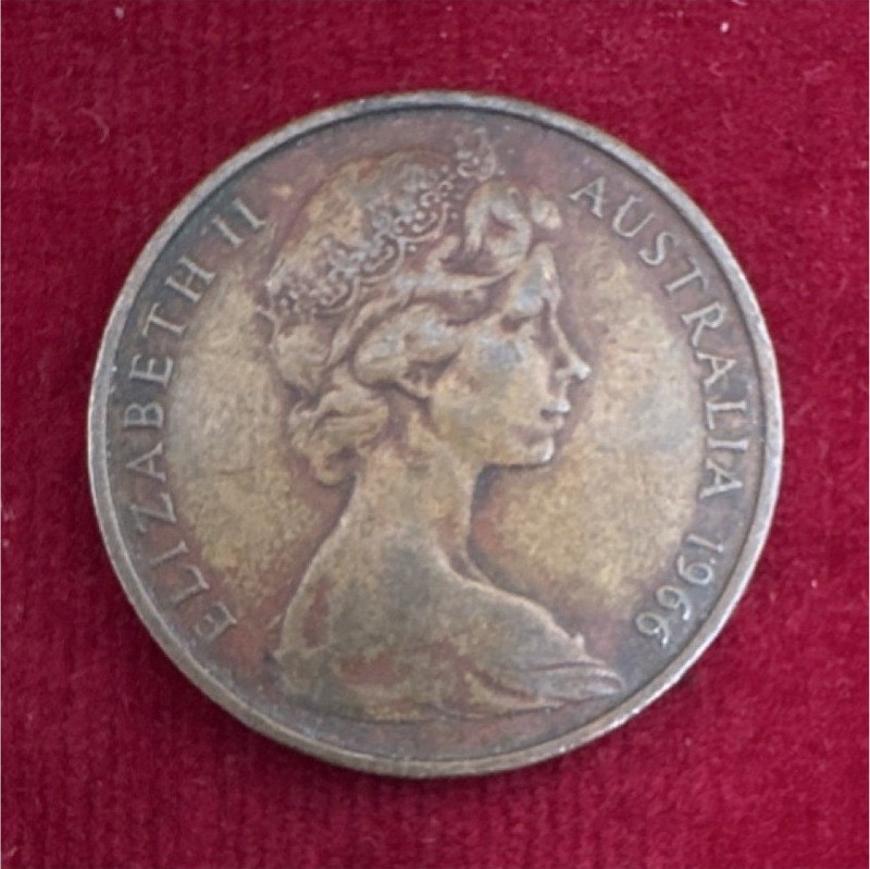 Australia 1966 2 Cents Decimal Coin Bronze BN Circulated Ungraded Uncertified