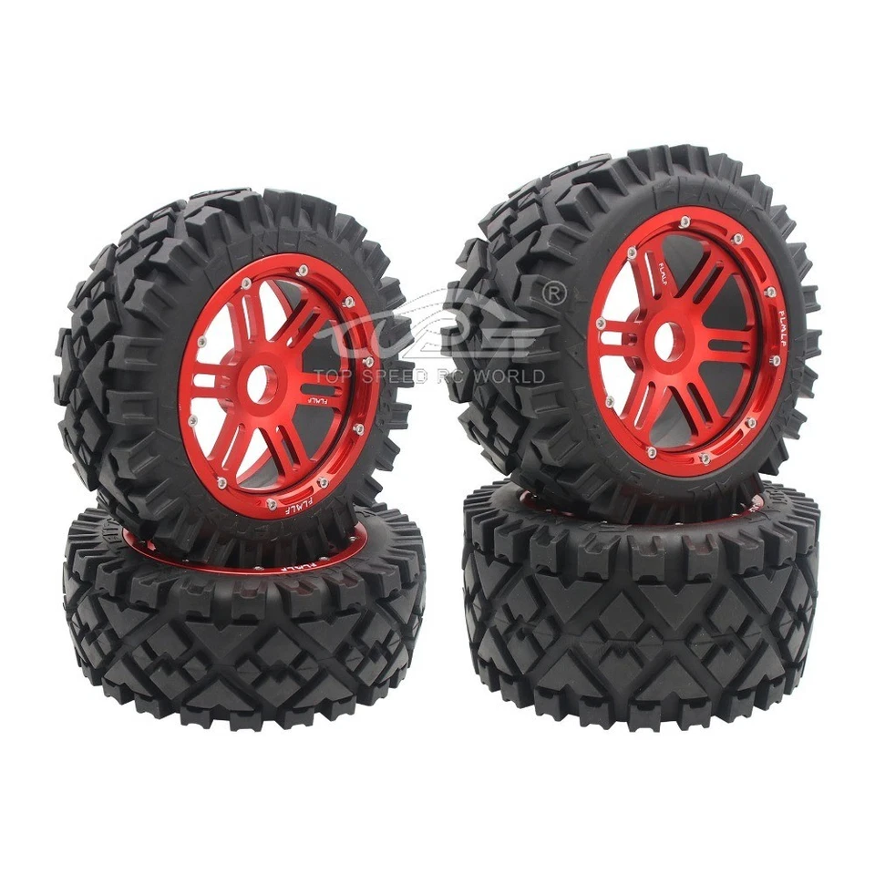 Kit de neumáticos de llanta hexagonal delantera y trasera de metal FLMLF para 1/5 HPI Baja 5B RC Foto 4 de 4