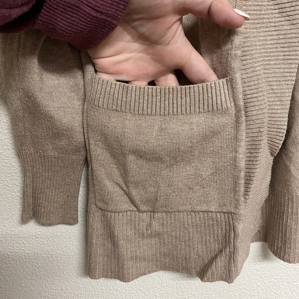 Cárdigan Cielo Mujer Talla L Tostado Bolsillos Frontales Abiertos Manga Larga Boho Clásico Foto 2 de 4