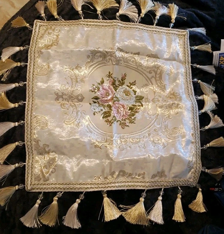 Funda/Funda de Almohada 1 Pieza Jaquard Lujo 20x20 Floral Borlas Damasco Foto 2 de 4