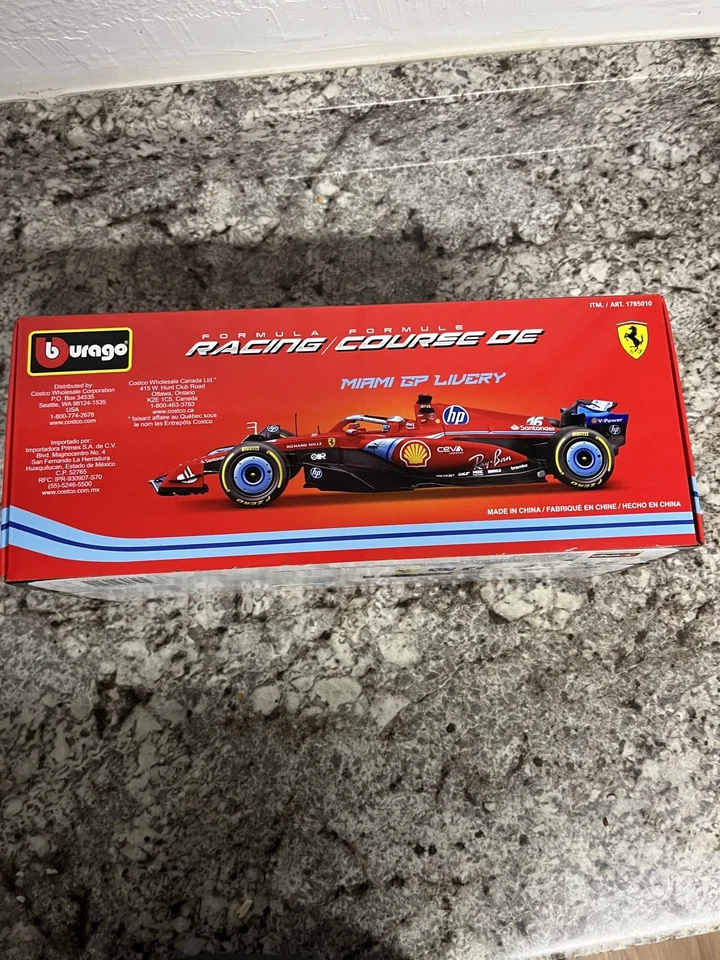Coche fundido a presión Ferrari SF-24 Miami GP #16 Charles Leclerc F1 2024 1/10Bburago Foto 4 de 4