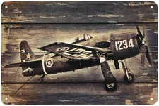 Airplane Tin Metal Signs 8x12,Old Airplane Print On The Retro Wooden Vintage 