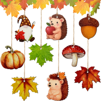 Herbstdeko HäNgend Aus Holz, 9 StüCk Doppelseitige AnhäNger Herbst Dekoration, H