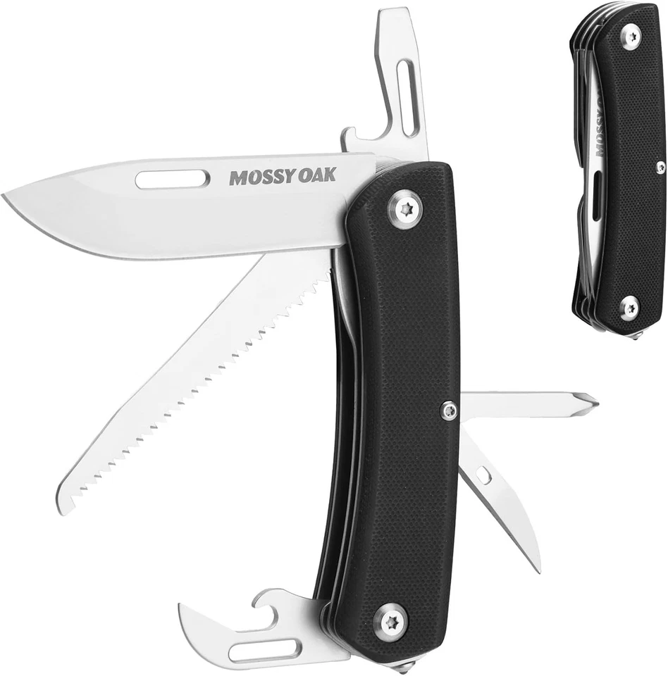MOSSY OAK 10-in-1 Multitool Folding Pocket Knife Stainless Steel Saw Screwdriver - Image 3 of 4
