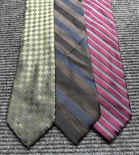 Calvin Klein Ties Lot of 3 Mens One Size Silk Green Blue Red Striped Checkered