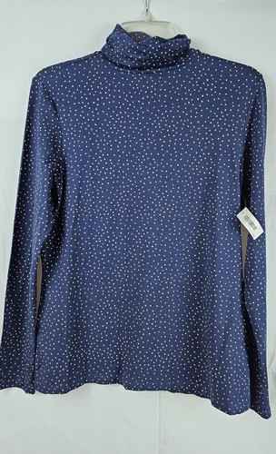 Amazon Essentials Turtleneck Turtleneck Shirt Navy With Gold Dots Women's Med - Picture 3 of 4