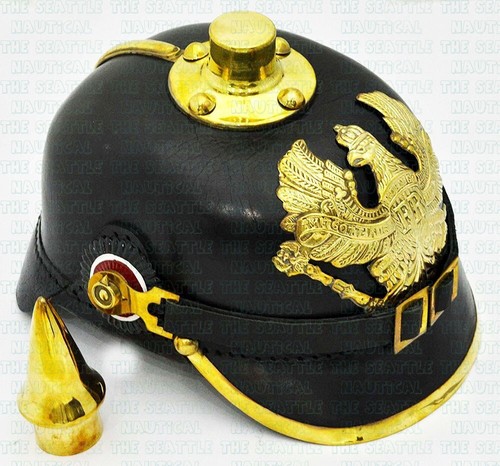 Diseñador Latón Prusia FR Escudo Insignia Casco Estilo Alemán Pickelhaube Casco - Imagen 6 de 6
